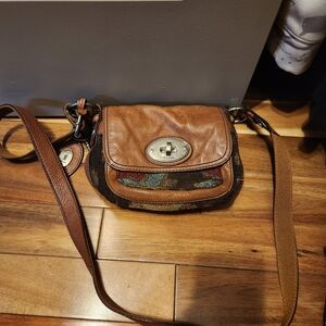 Fossil Tan and Multicolor Crossbody Bag